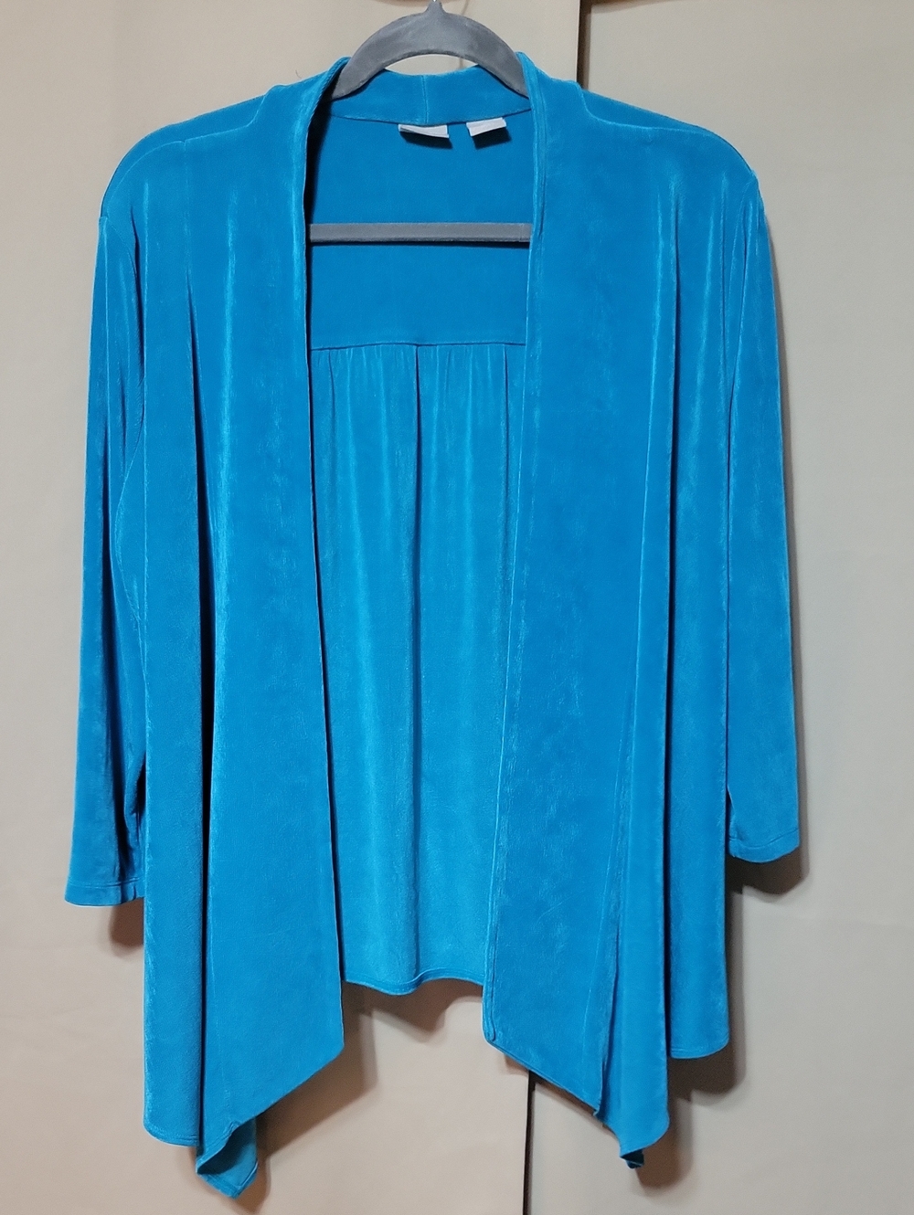 Chico's Vibrant Teal Open-Front Draped Cardigan